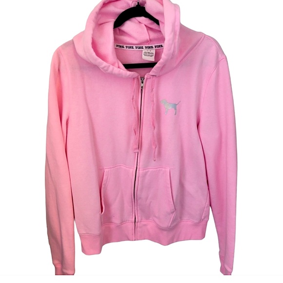 Victoria Secret Pink Holographic LOVE PINK Zippered Hoodie Y2K VINTAGE - Picture 5 of 8